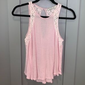 Chloe K Pink Lace Crochet Blouse(Juniors Medium)